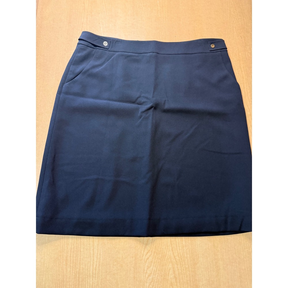 Kasper Women Navy Blue A-Line Knee Length Career Skirt Size 14 Pocketed